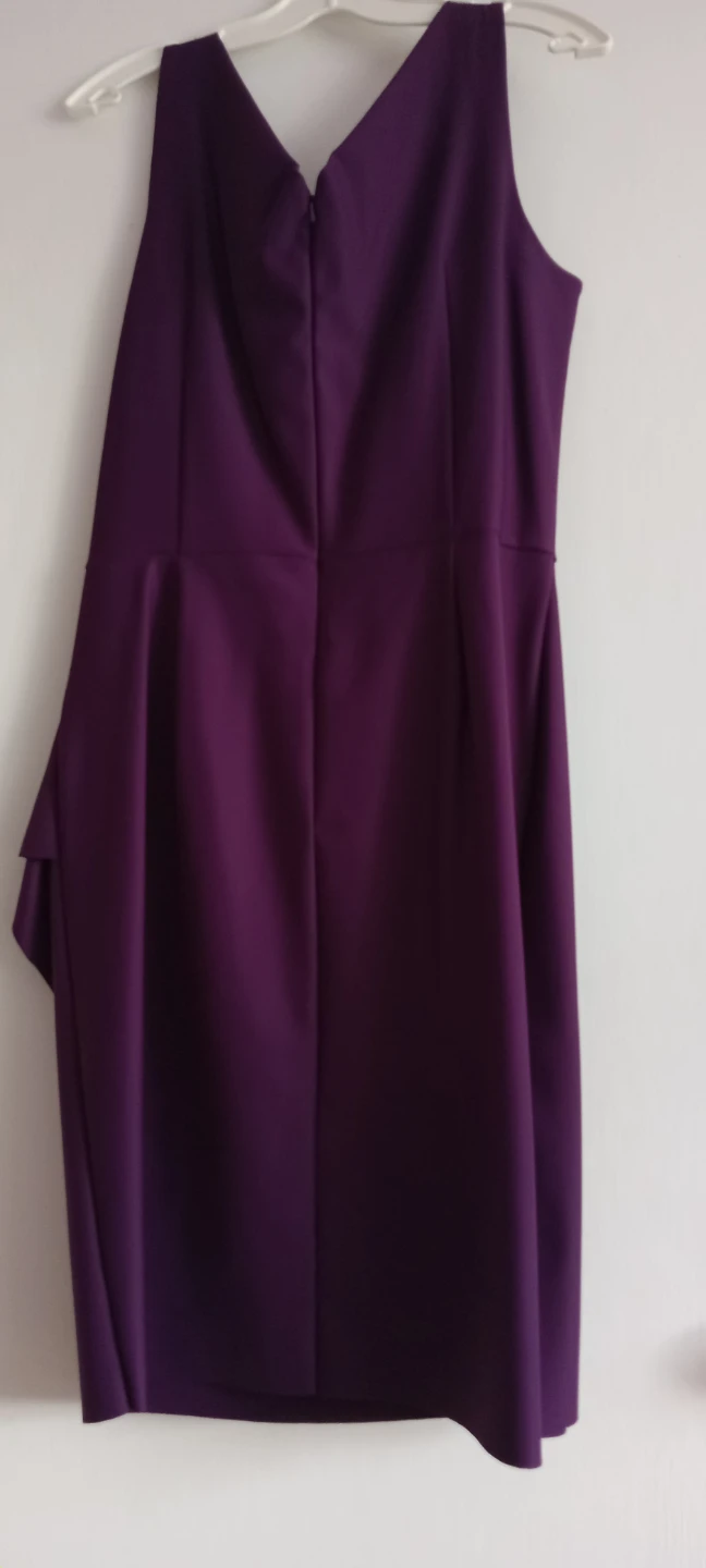 Purple V-Neck Ruched Dress with Brooch - photo 3