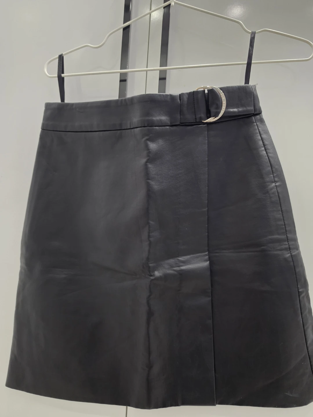 Ted Baker London Black Faux Leather Skirt with Buckle Detail