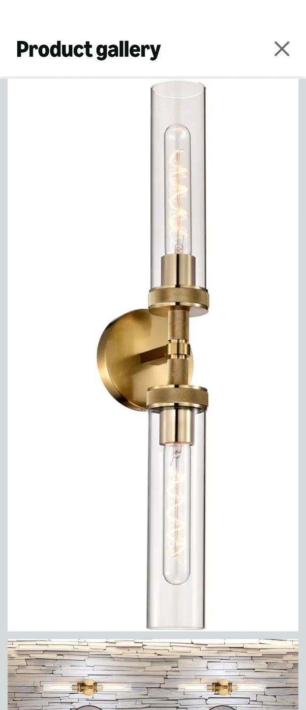 Brass and Glass Double Sconce Wall Light