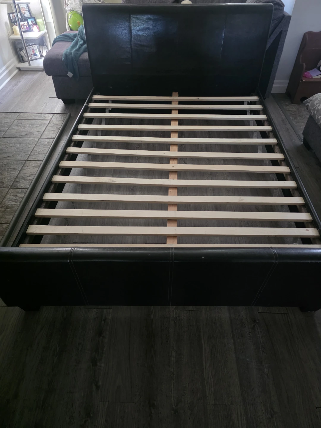 Black Faux Leather Bed Frame queen size