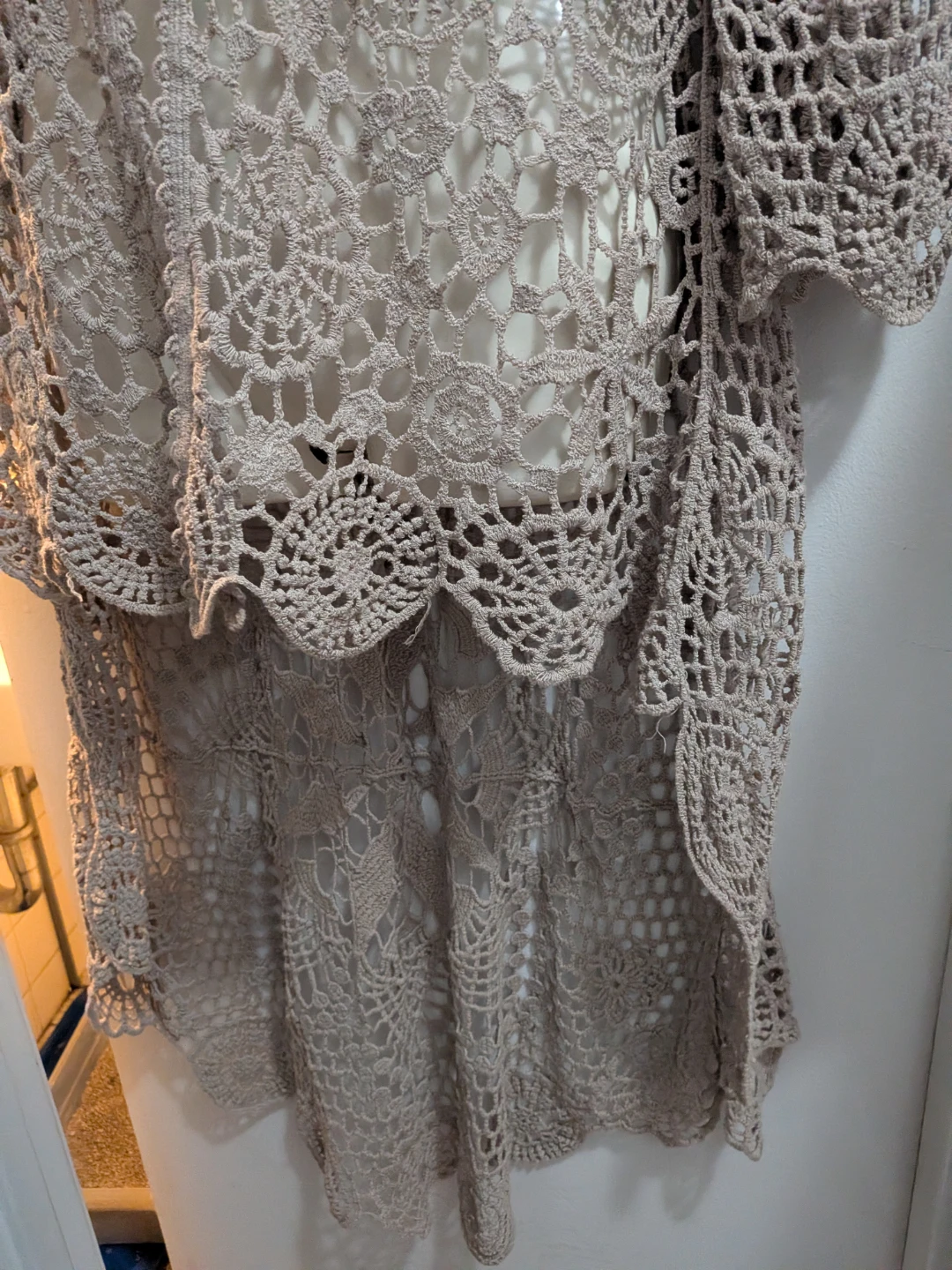 Beige Crochet Lace Cardigan/Cover-up - photo 3