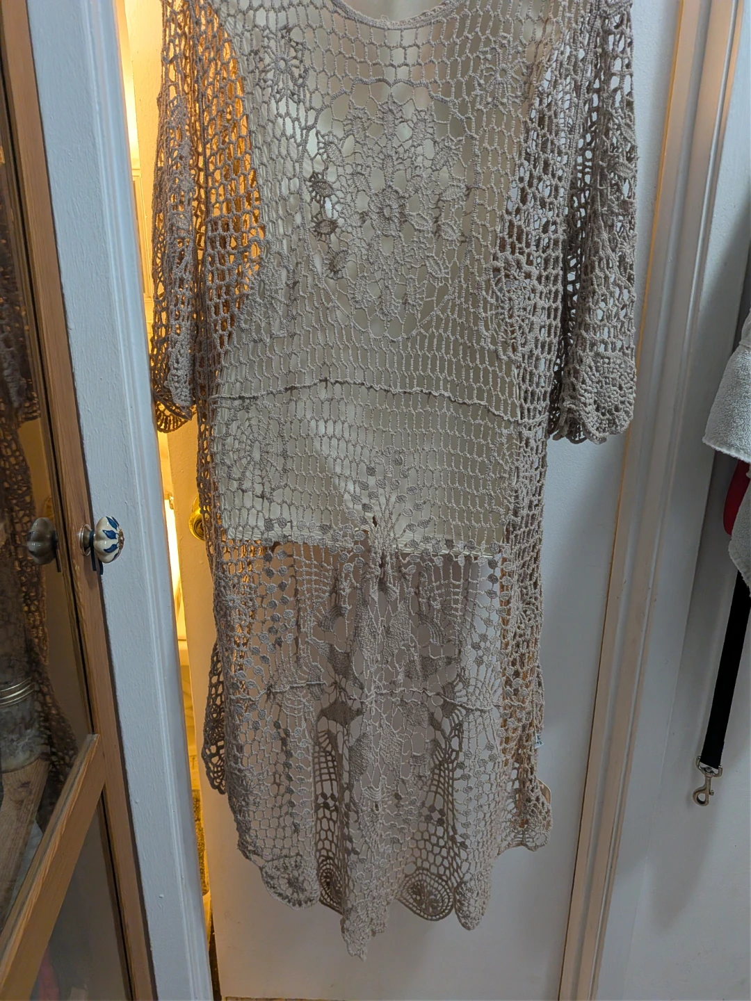 Beige Crochet Lace Cardigan/Cover-up - photo 4