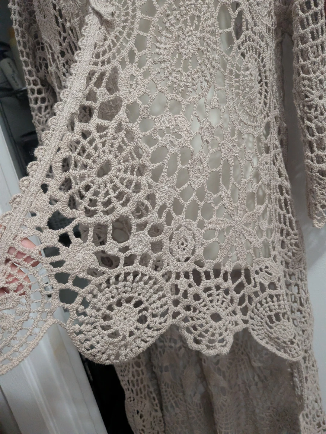 Beige Crochet Lace Cardigan/Cover-up - photo 5