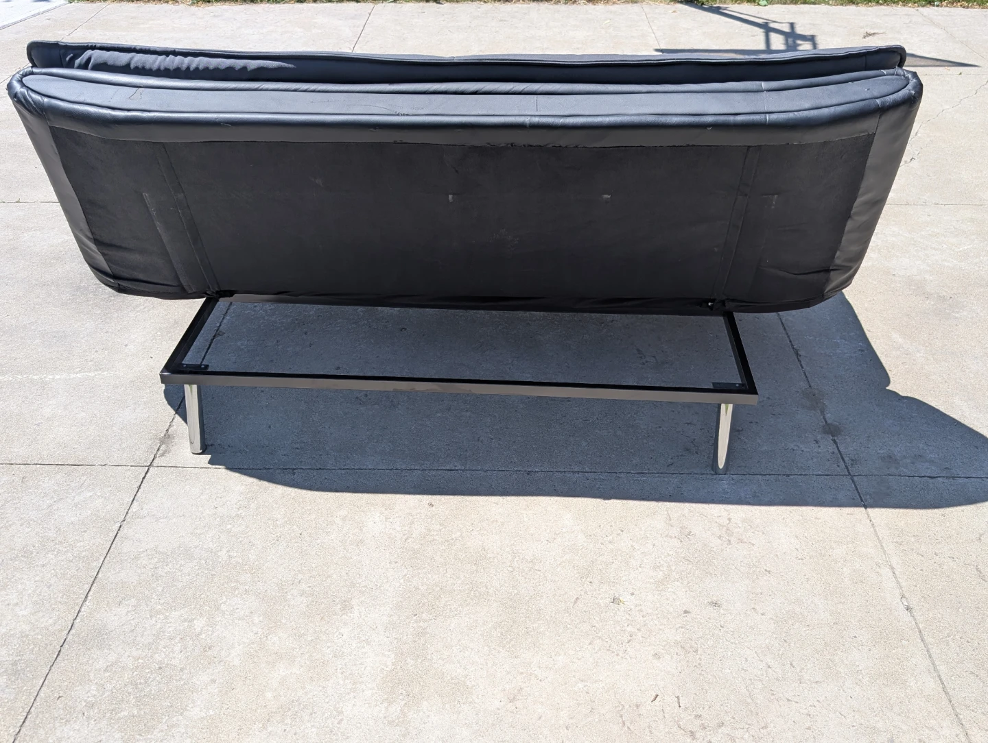 Convertible Sofa Bed - Black Faux Leather & Grey Fabric - photo 2