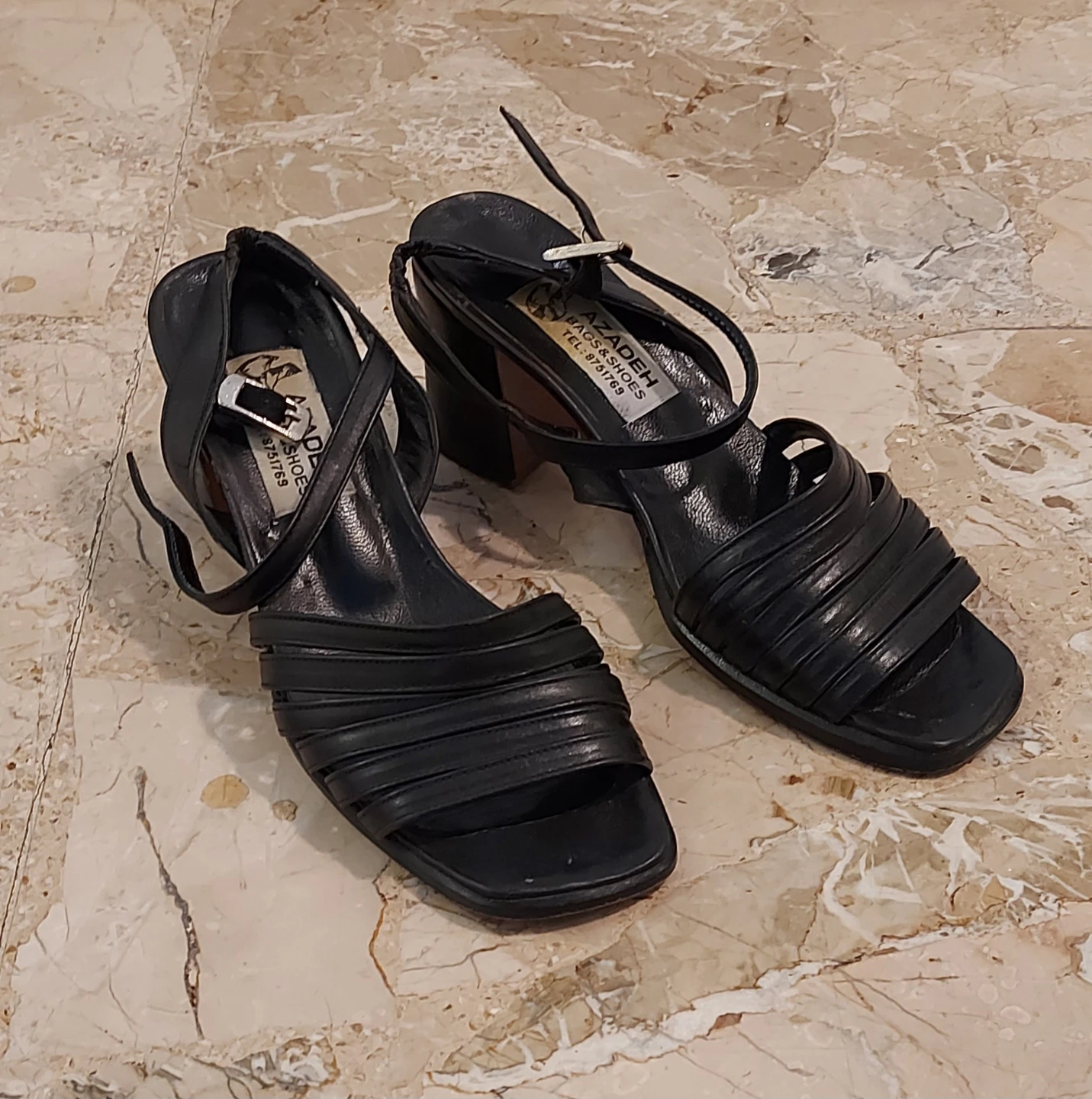 Black Leather Heeled Sandals size 37 - photo 2