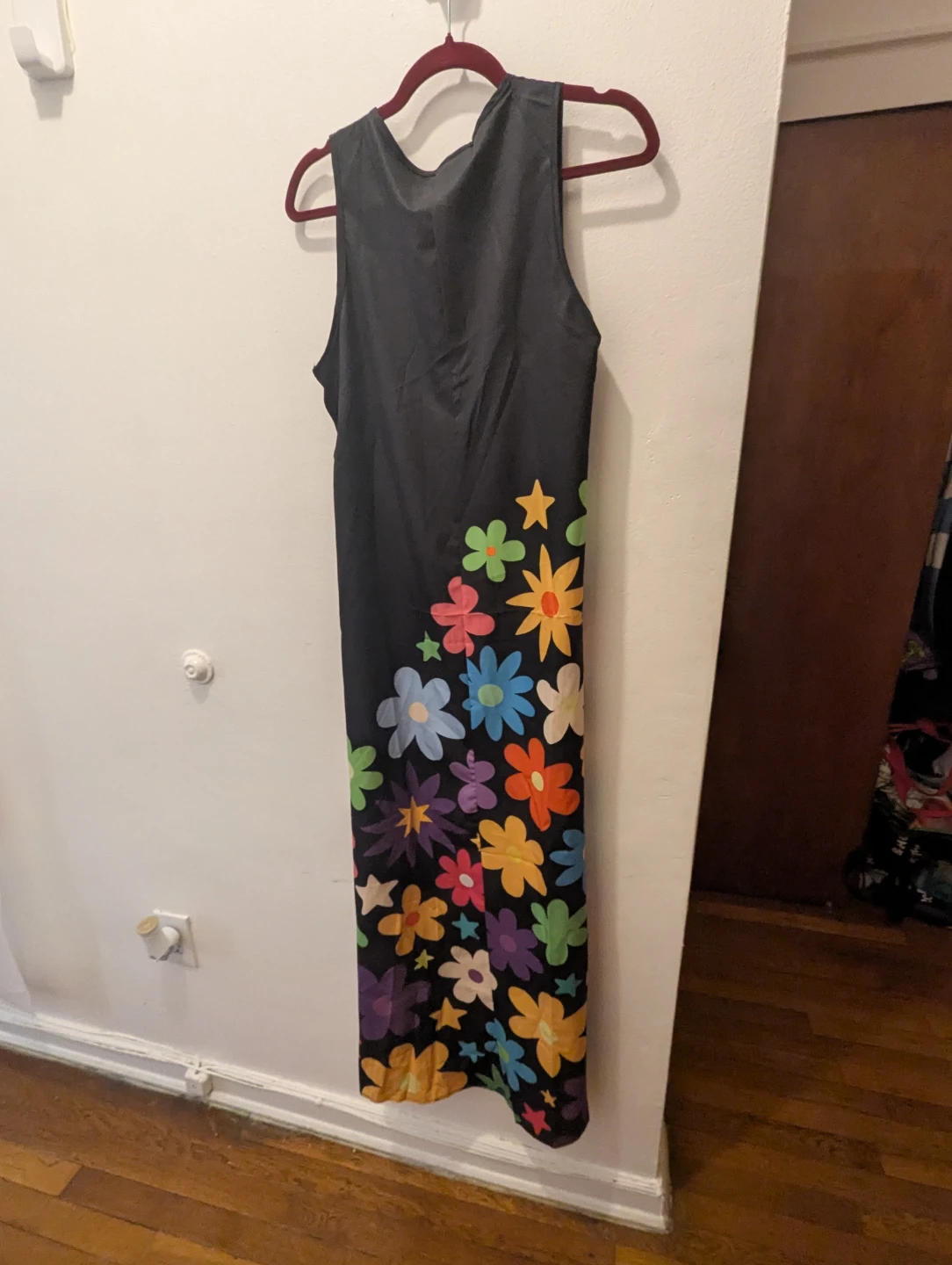Black Sleeveless Maxi Dress with Colorful Floral Print - photo 2
