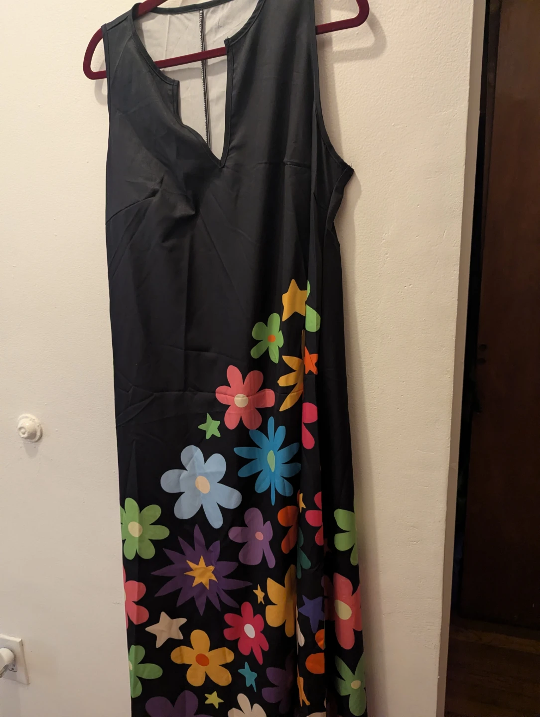 Black Sleeveless Maxi Dress with Colorful Floral Print - photo 3