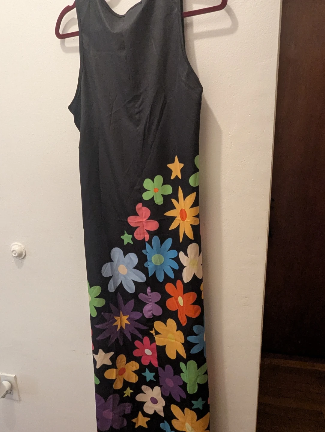 Black Sleeveless Maxi Dress with Colorful Floral Print - photo 4