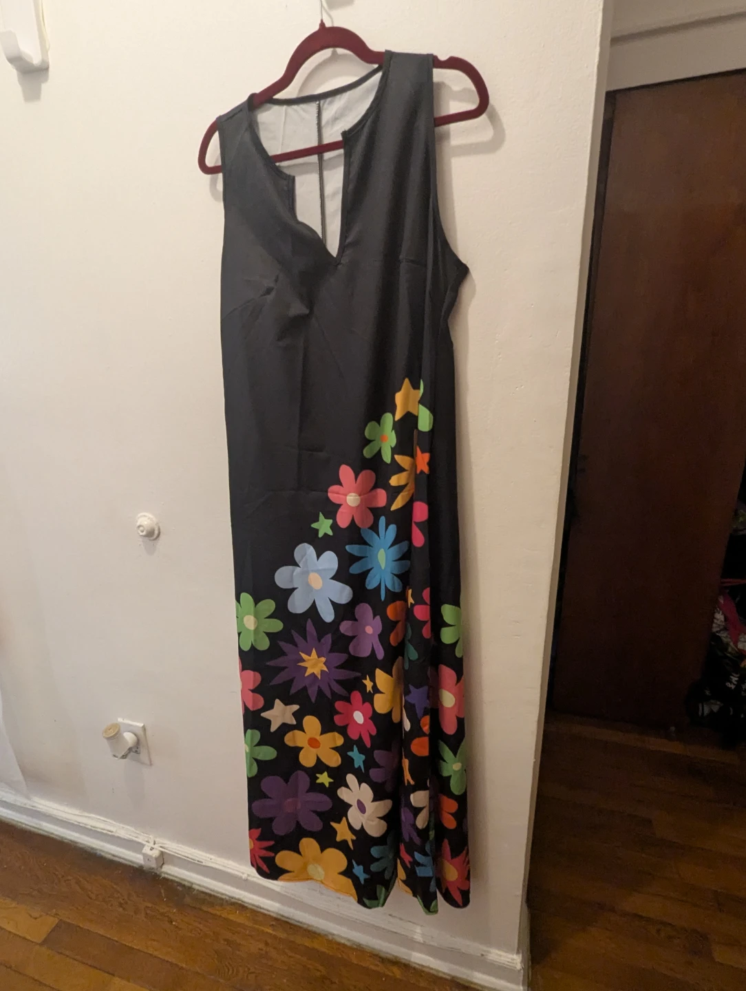 Black Sleeveless Maxi Dress with Colorful Floral Print - photo 5