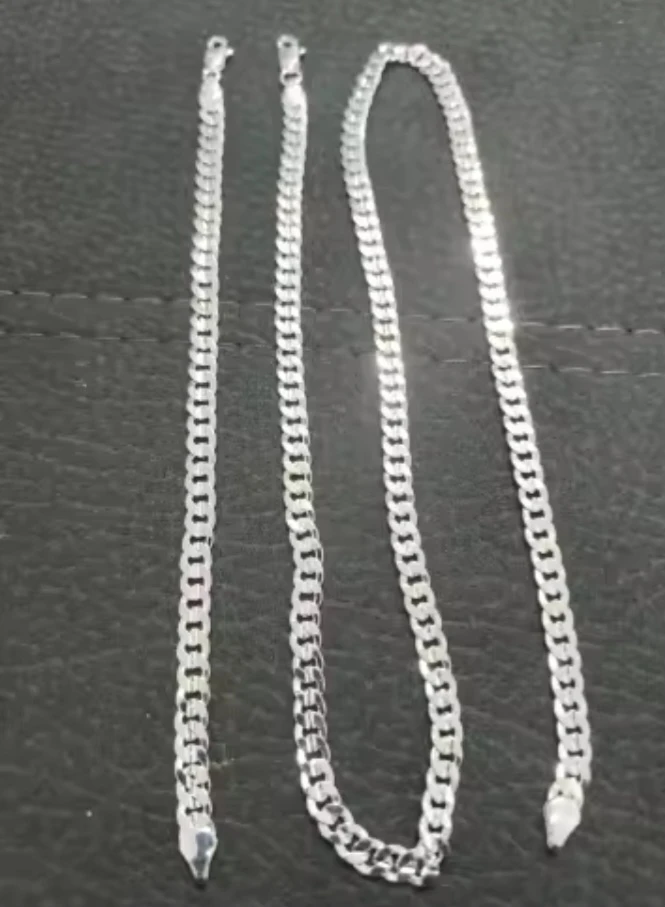 925 Sterling Silver Chain and Bracelet Set