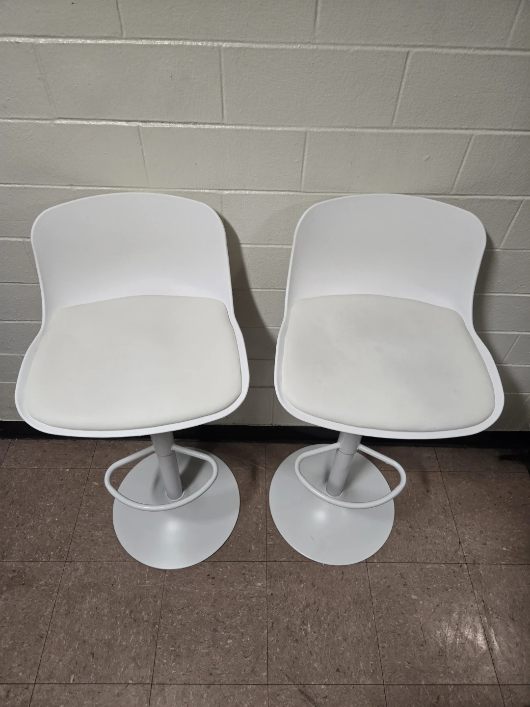 Modern White Swivel Bar Stools - Adjustable Height (Set of 2)