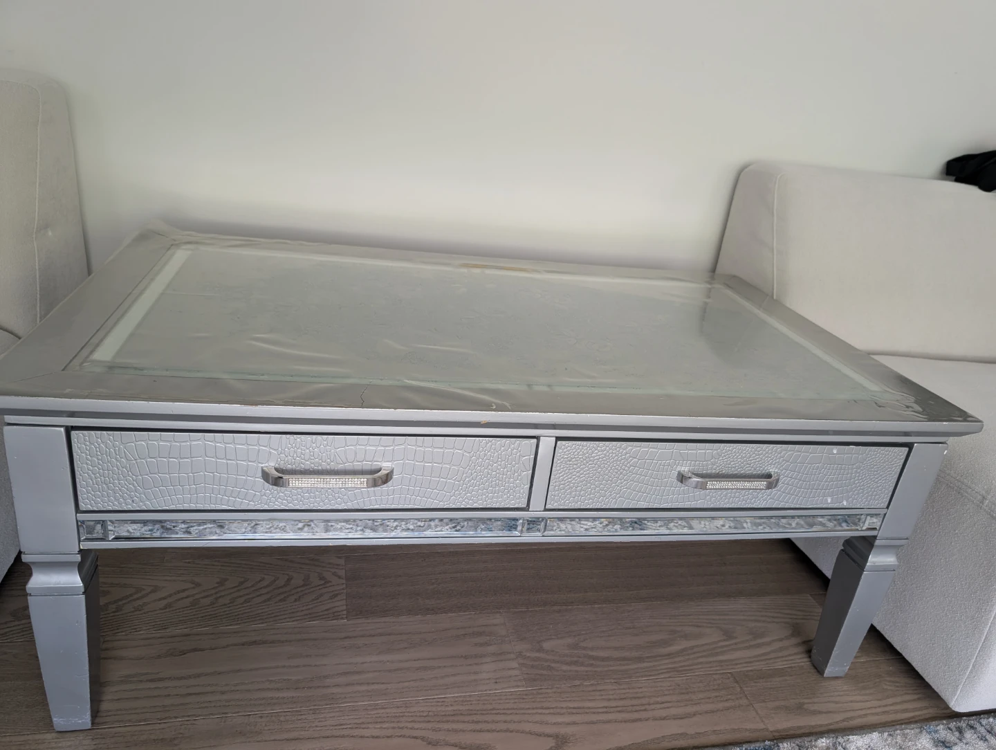 Silver Coffee Table with Drawers