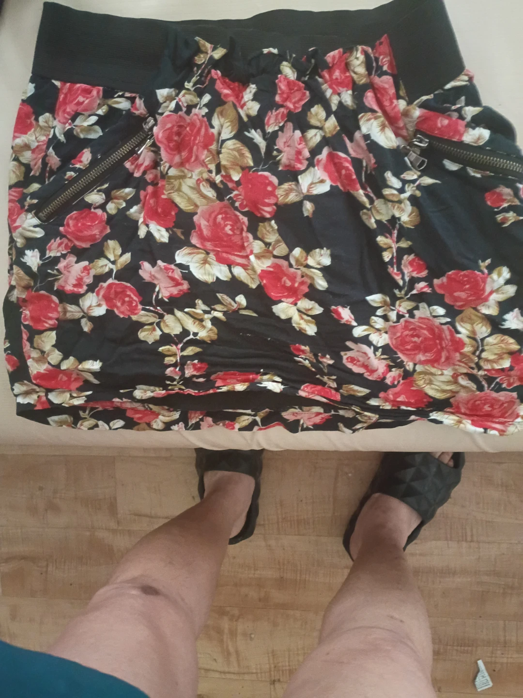 Black Floral Skirt with Zippers - photo 3