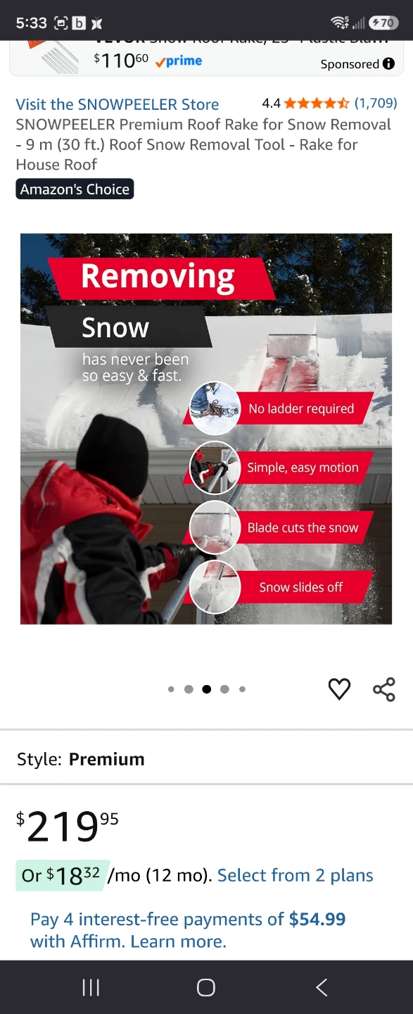 SNOWPEELER Premium Roof Snow Removal Tool - photo 2