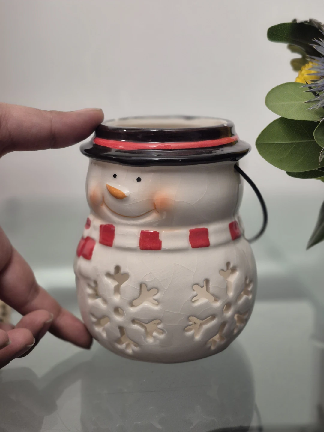 Ceramic Snowman Candle Holder