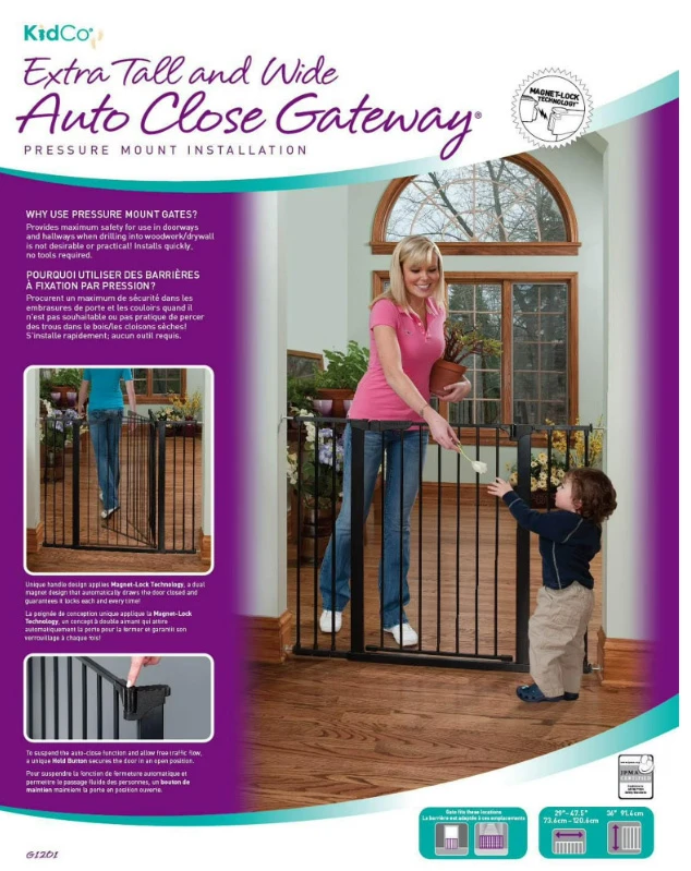 NEW KidCo G1201 Extra Tall And Wide Auto Close Gateway - photo 3