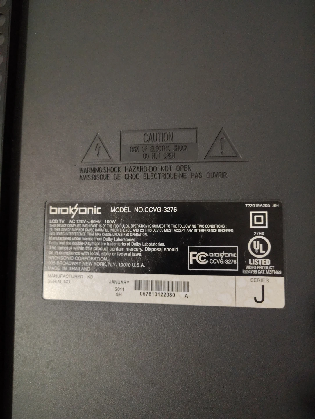 Broksonic LCD TV Model CCVG-3276 - photo 2