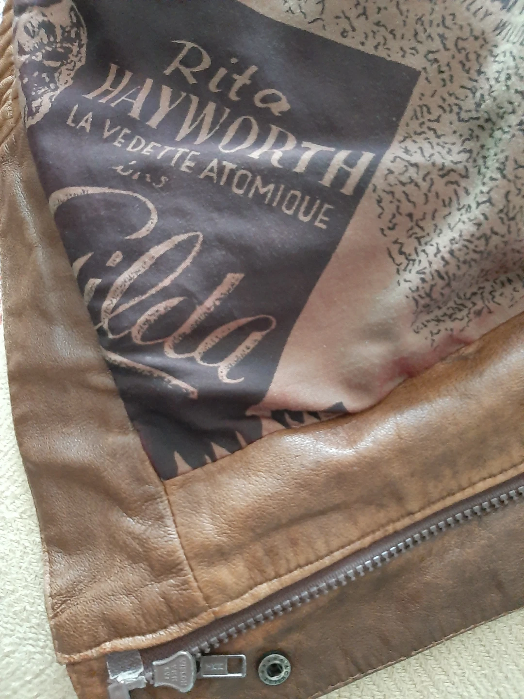 Bernardo S Leather Jacket with Film Print Lining