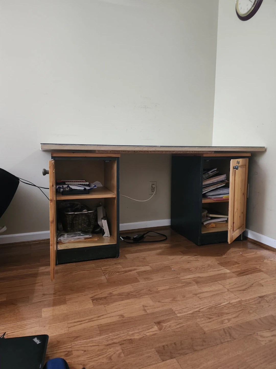 Wooden Desk with Storage Cabinets