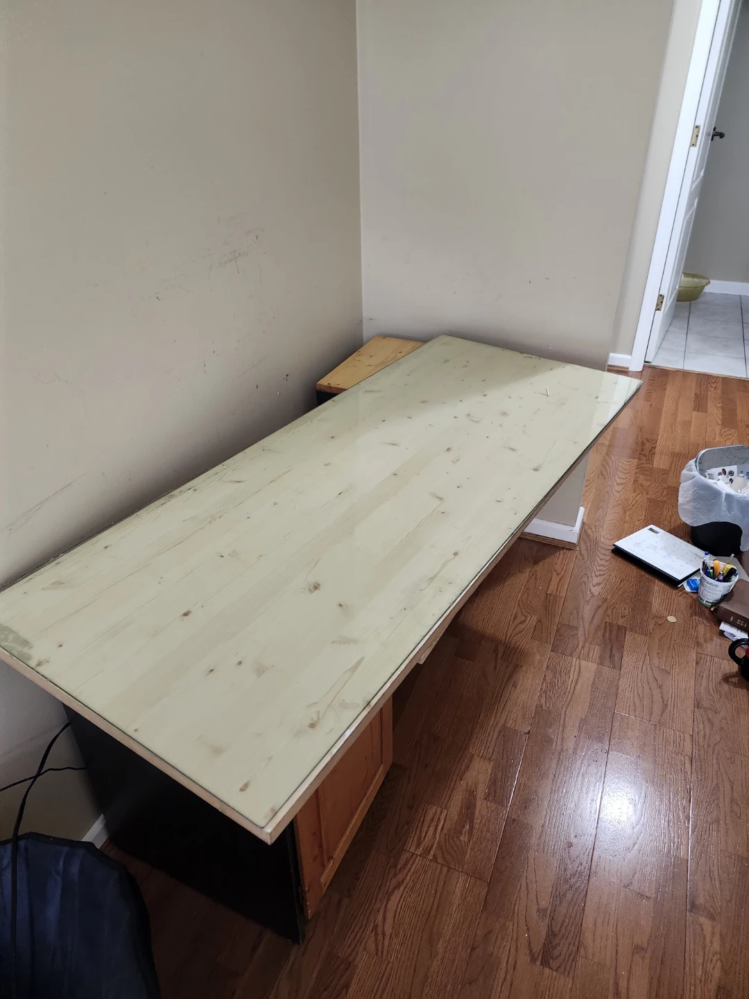 Wooden Desk with Storage Cabinets - photo 2