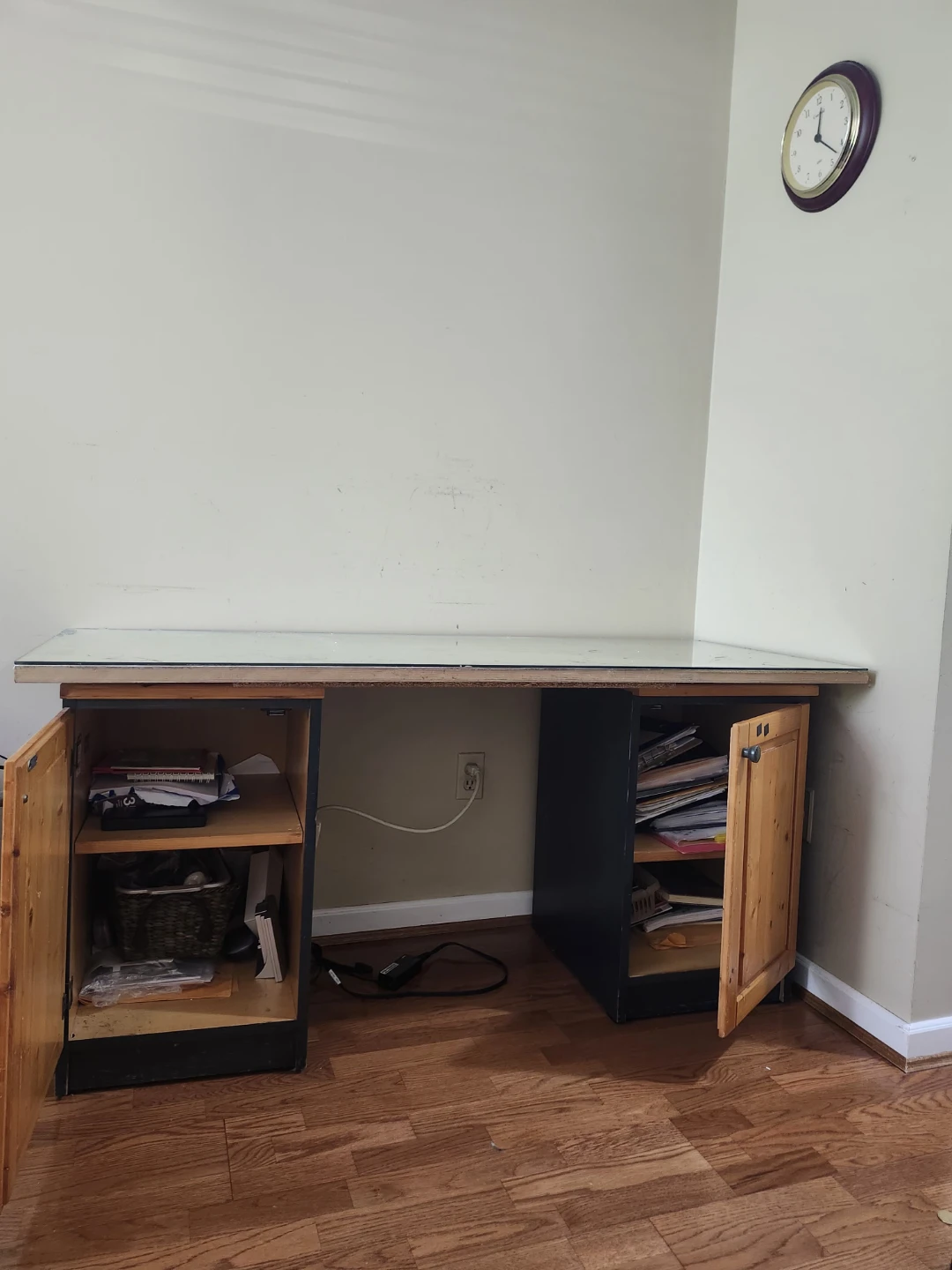 Wooden Desk with Storage Cabinets - photo 4