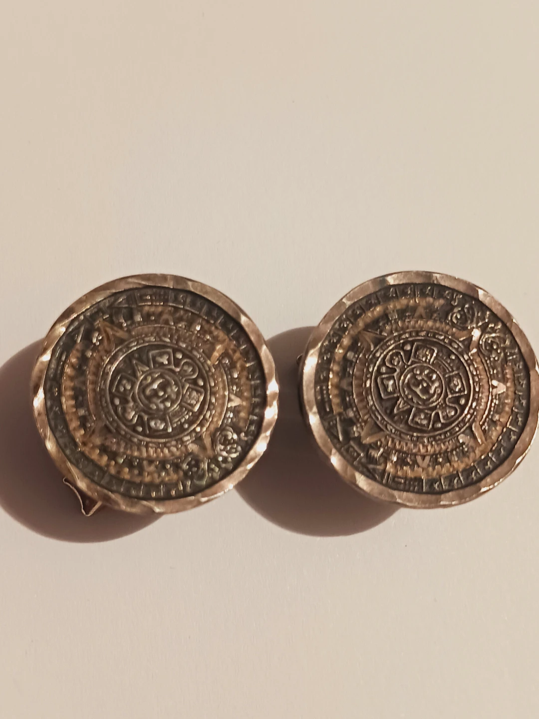 Sterling Silver 925 Aztec Calendar Cufflinks - photo 2