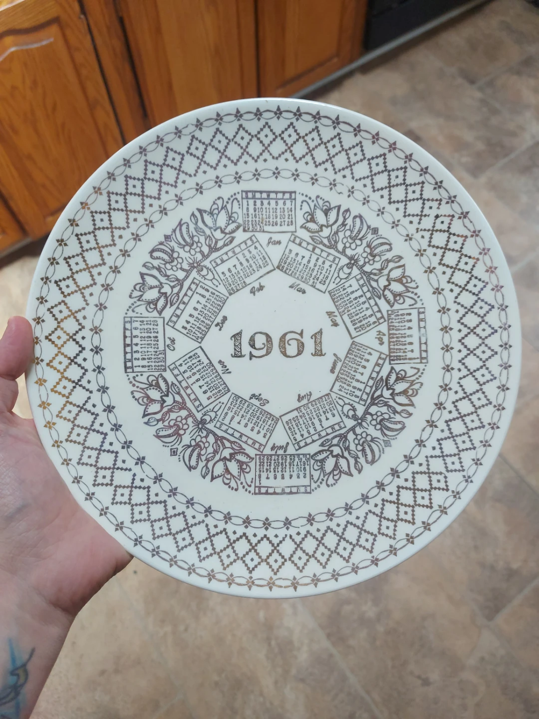 Vintage 1961 Calendar Plate