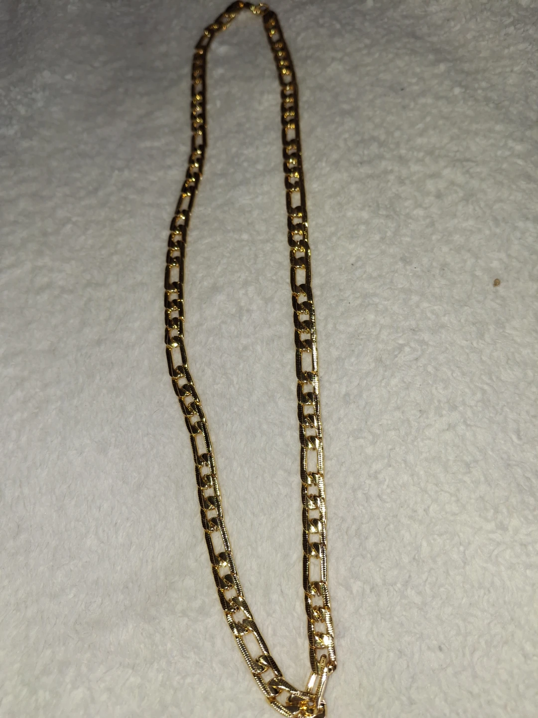 Gold Tone Figaro Chain Necklace