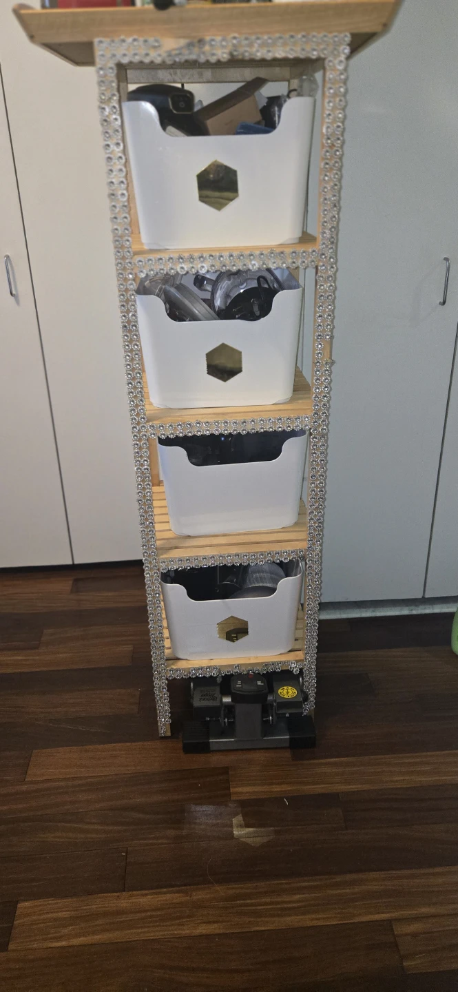 2 Wooden Storage Shelf with White Bins