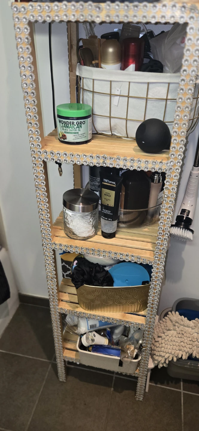 2 Wooden Storage Shelf with White Bins - photo 2