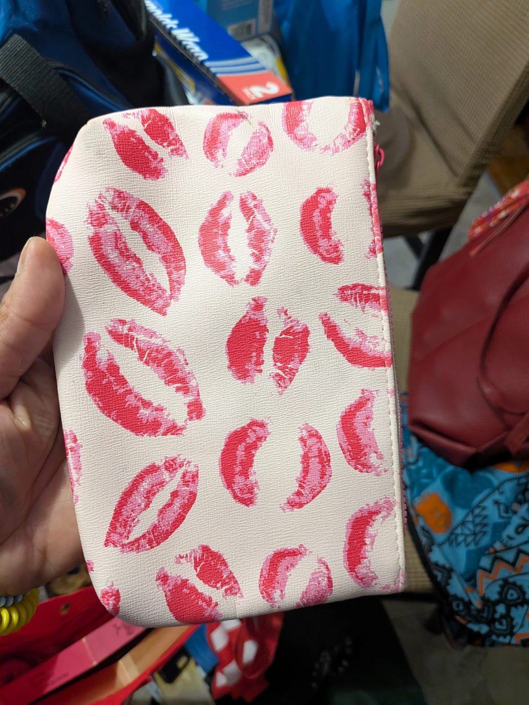 Cosmetic Bag with Kiss Print