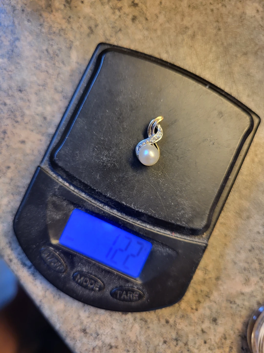 10k gold Pearl and Diamond Pendant