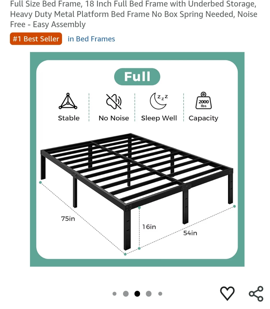 Full Size Metal Bed Frame with Underbed Storage - photo 2