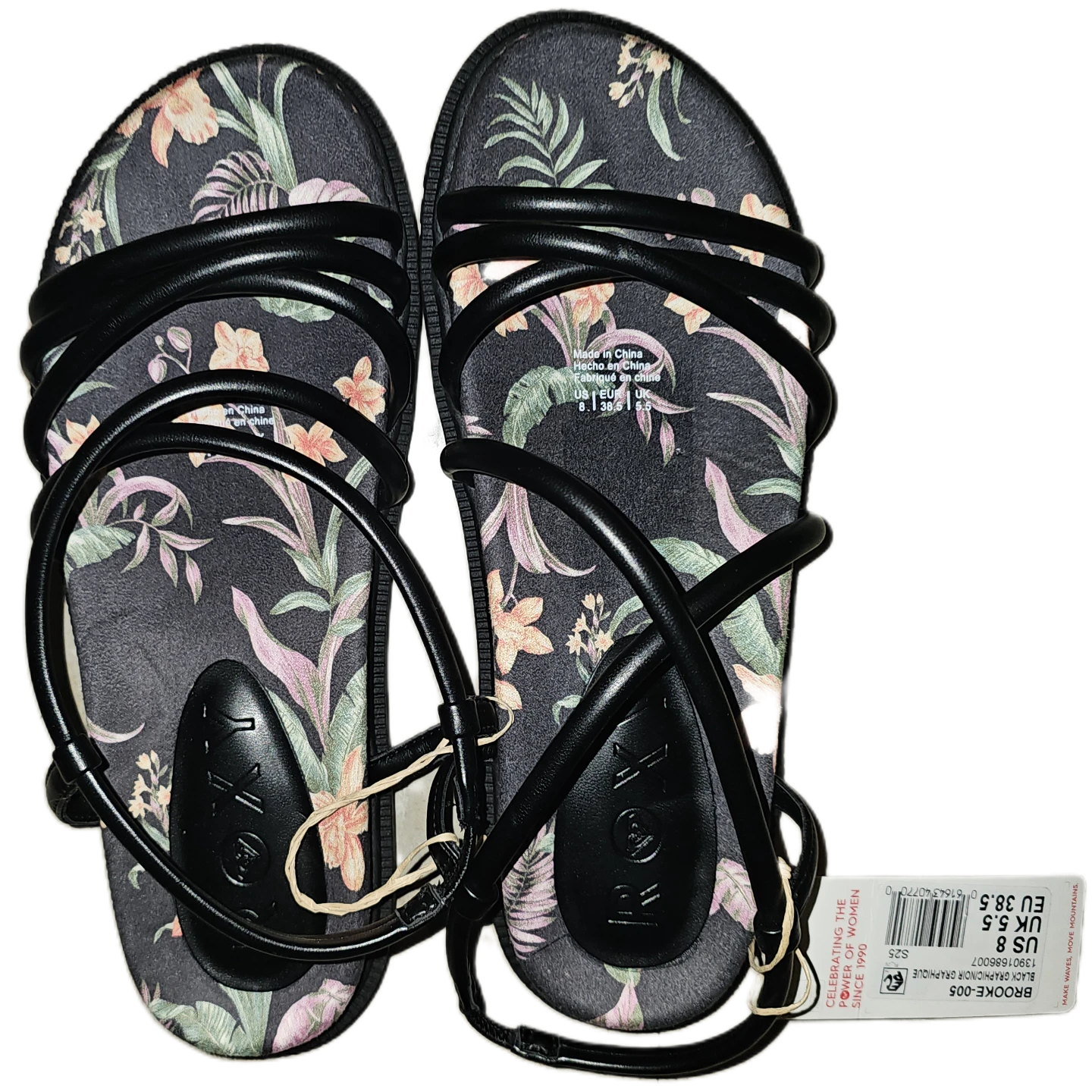 Roxy Women's Sandals Size 8 Black Floral⚽️