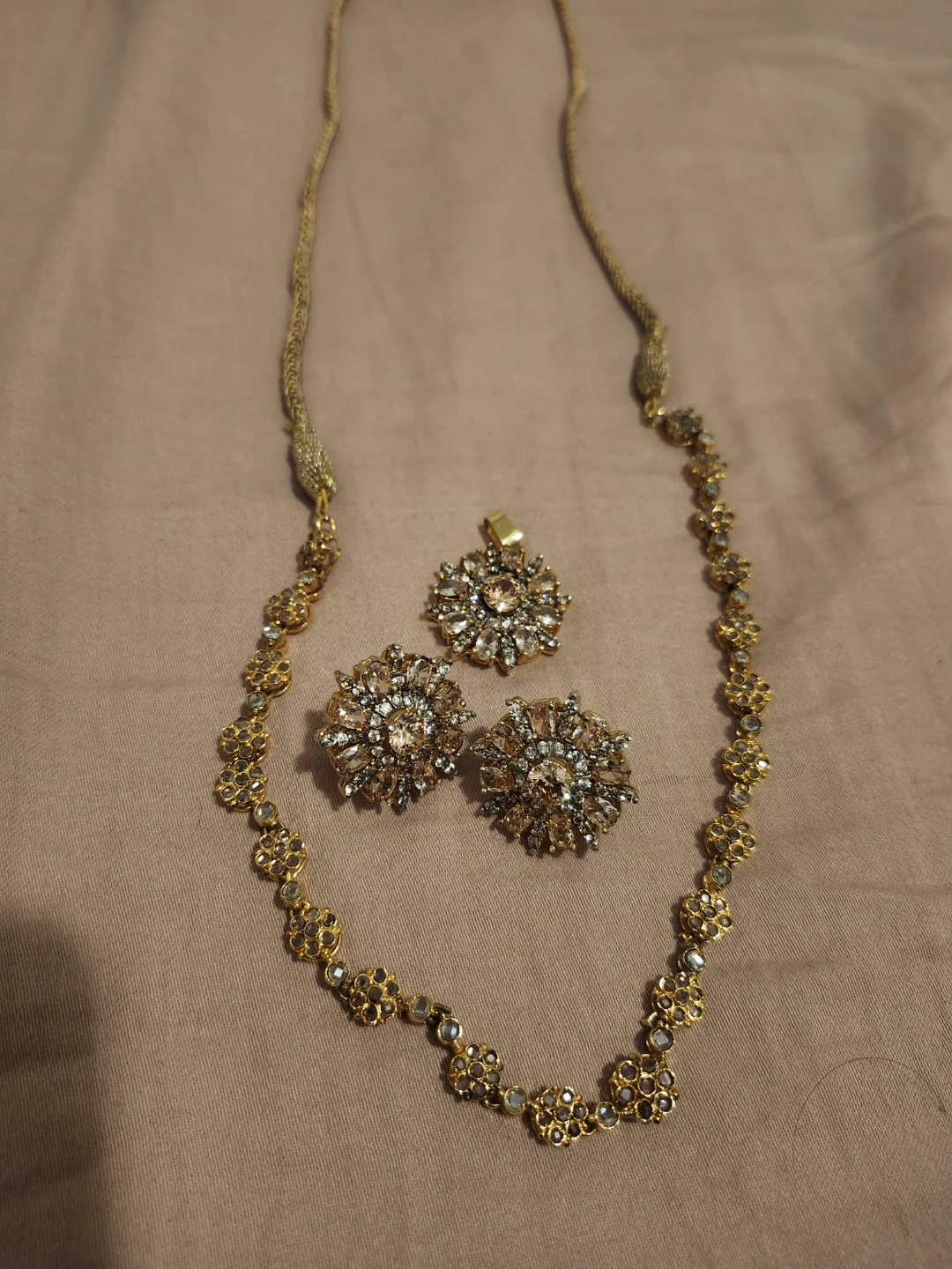 Gold-tone Pendant Necklace and Earring Set