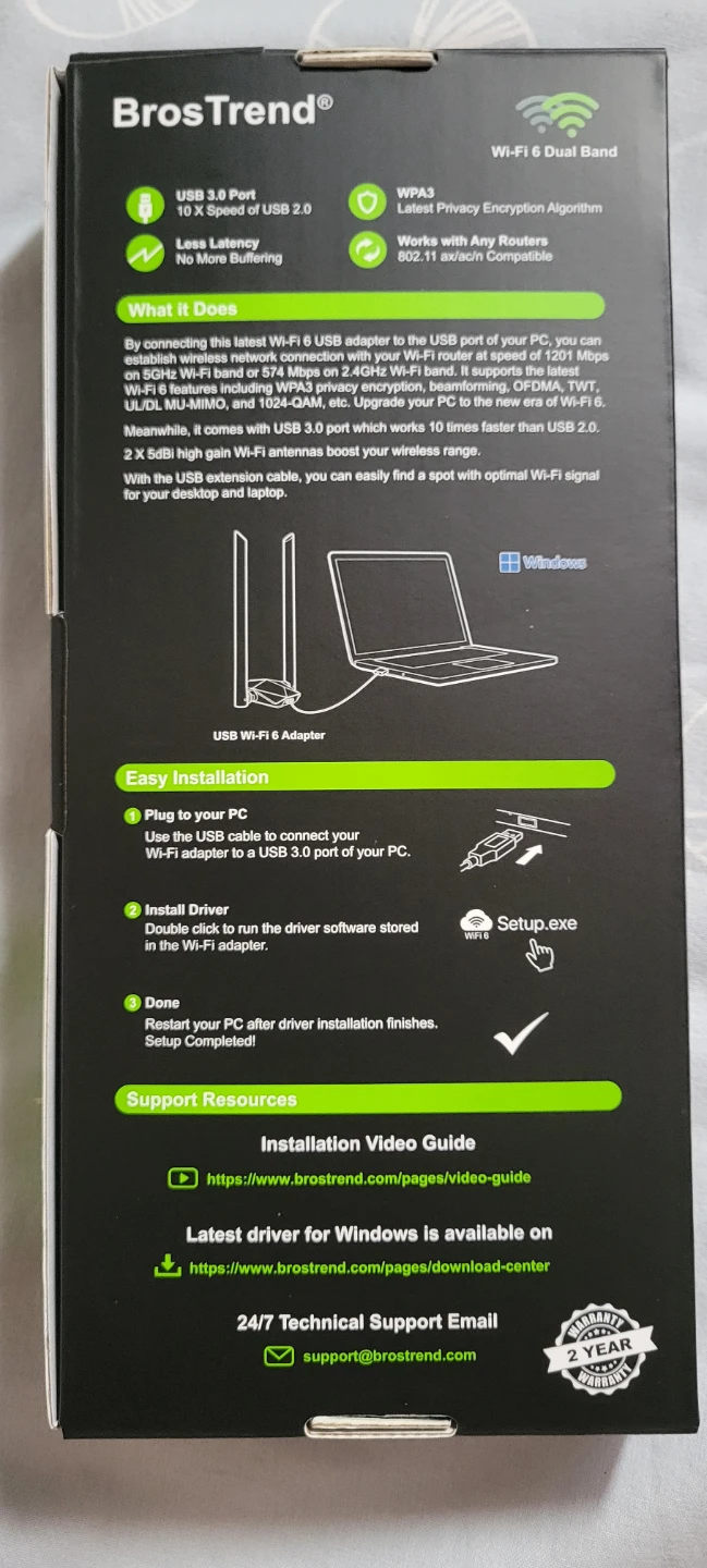 BrosTrend AX1800 High Gain USB Wi-Fi 6 Adapter - photo 2