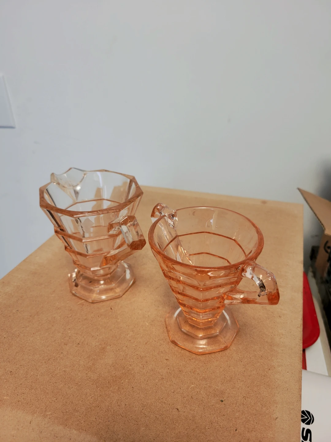 Pink Glass Sugar Bowl and Creamer Set - photo 2