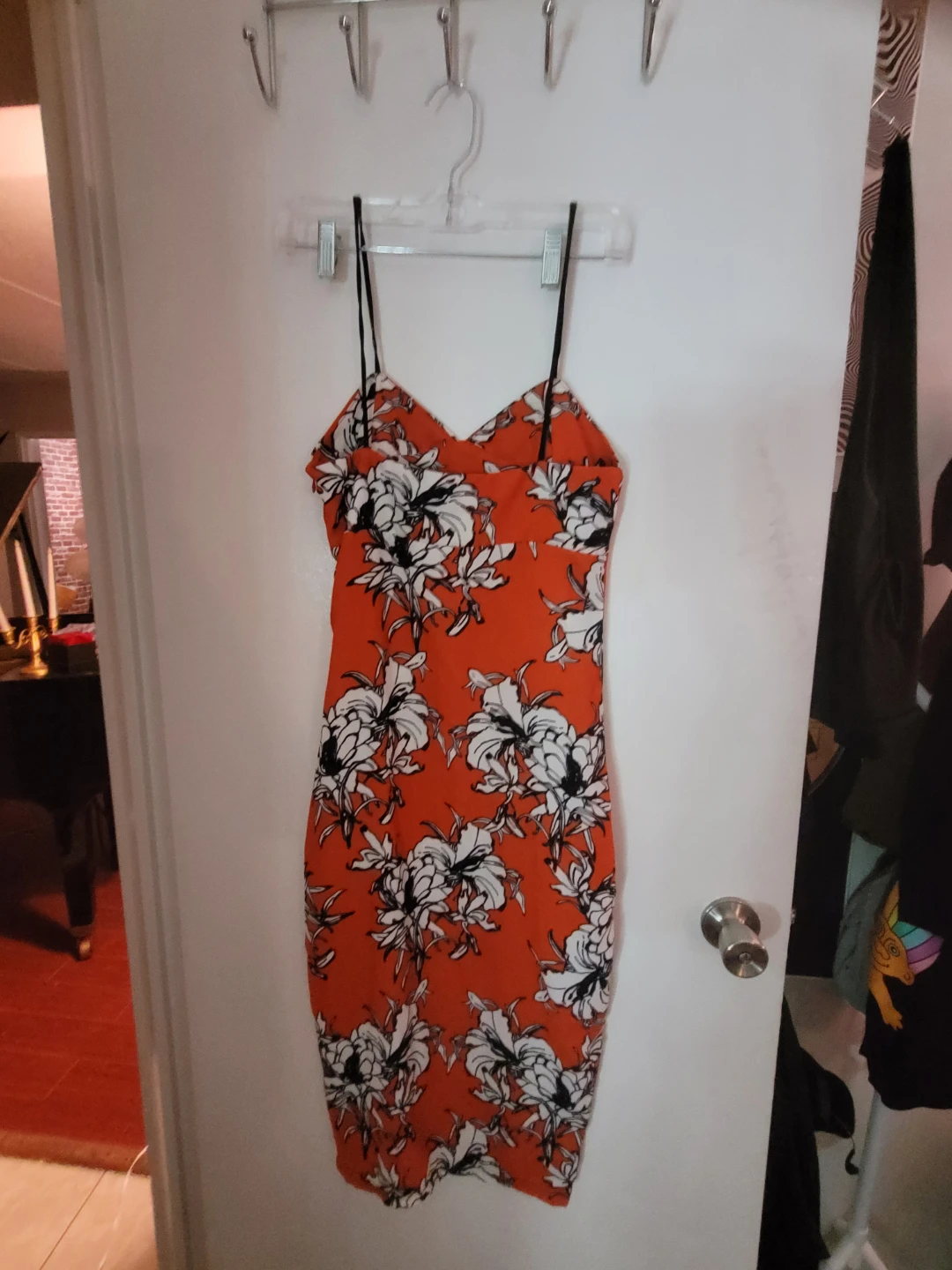 Orange Floral Spaghetti Strap Dress - photo 2