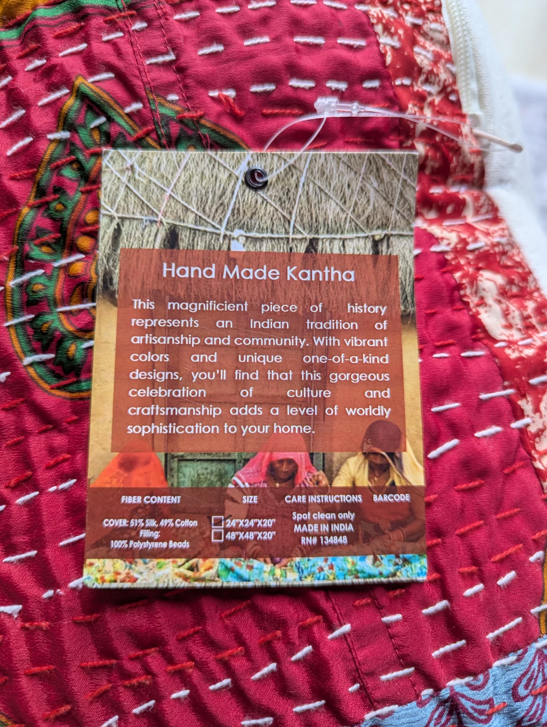 Handmade Kantha Pouf Ottoman - Patchwork Design - photo 4