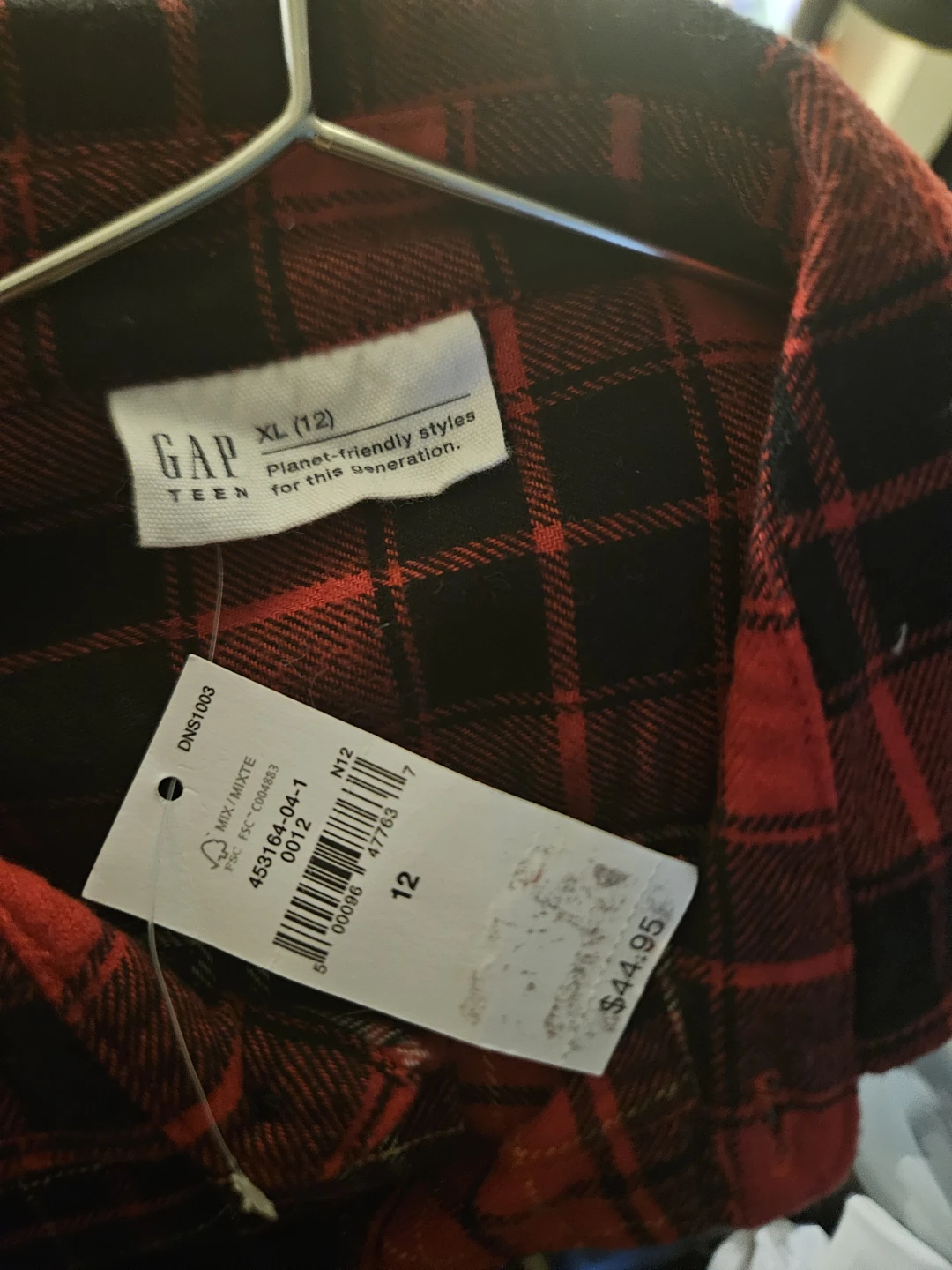 GAP Teen Red Plaid Button-Up Shirt - photo 2