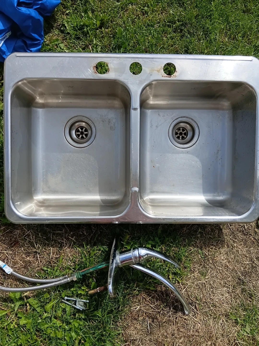 Double Basin Stainless Steel Kitchen Sink with Faucet