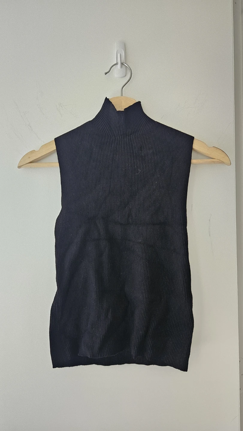 Zara Mock-neck Ribbed Sleeveless Top