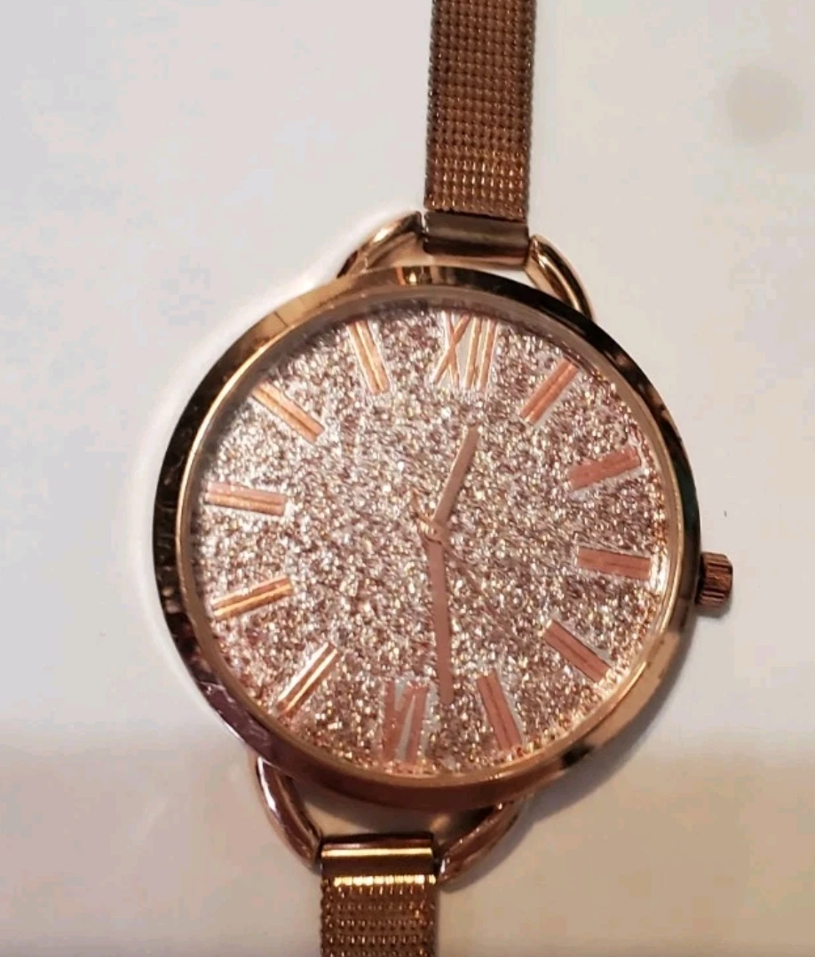 Rose Gold Glitter Dial Watch