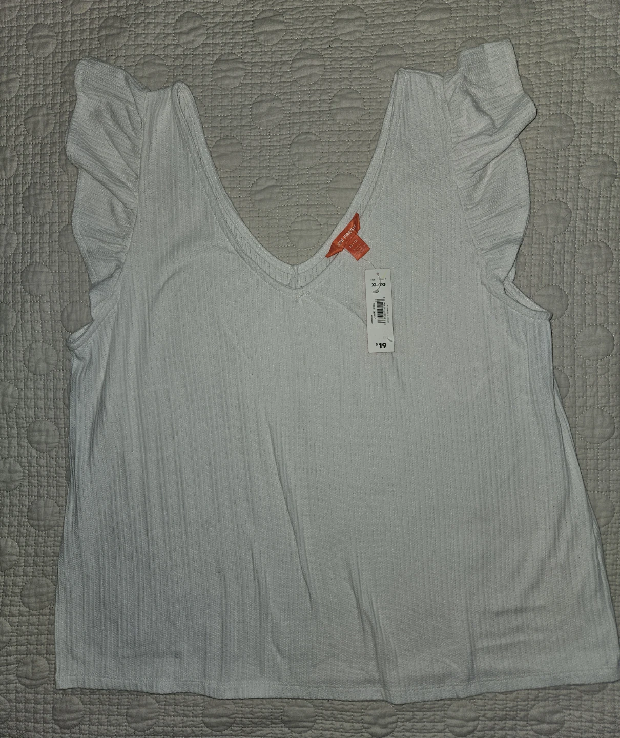 ⚽️Joe Fresh White Ribbed Flutter Sleeve Top XL