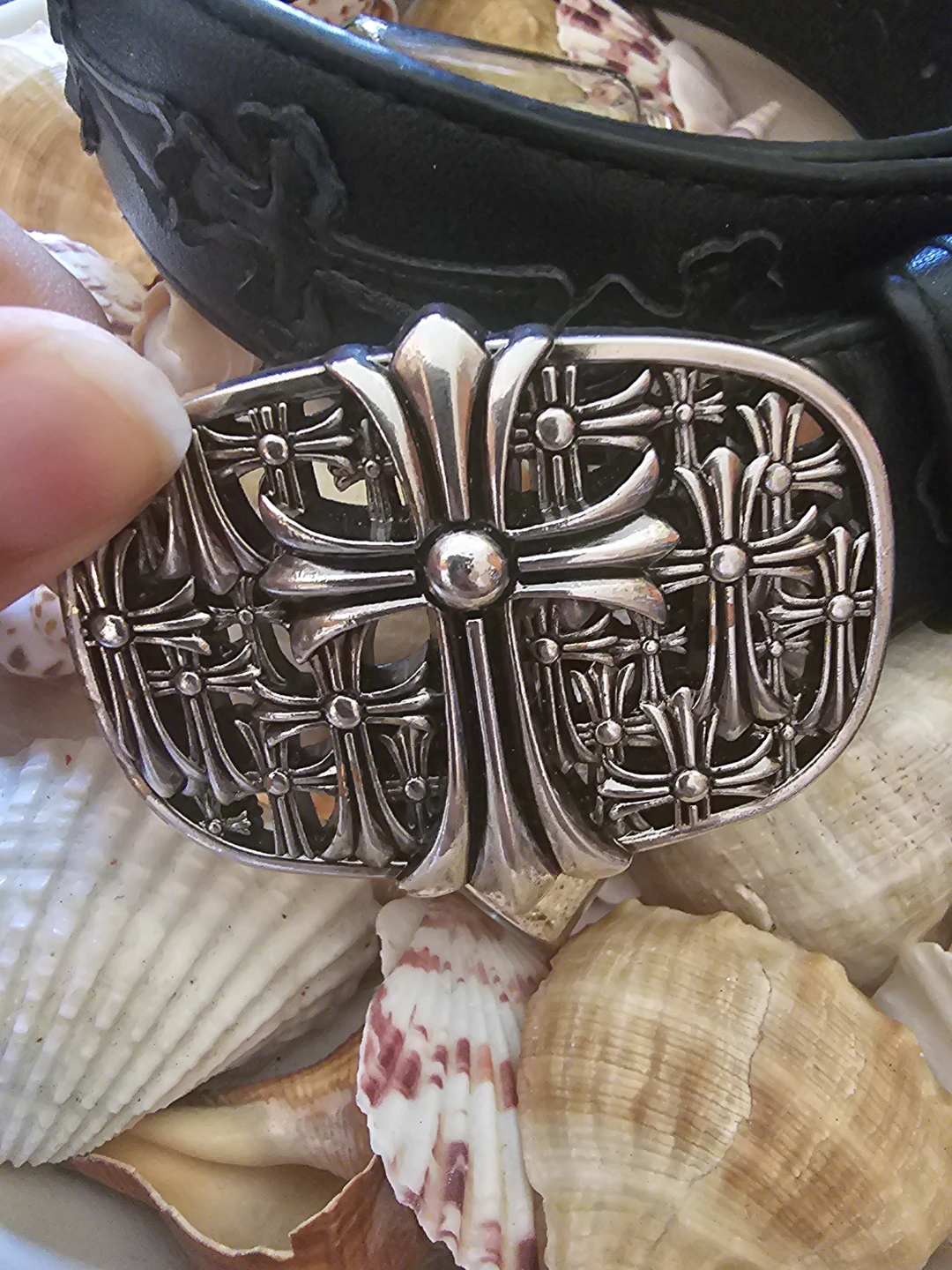 Gothic cross belt buckle