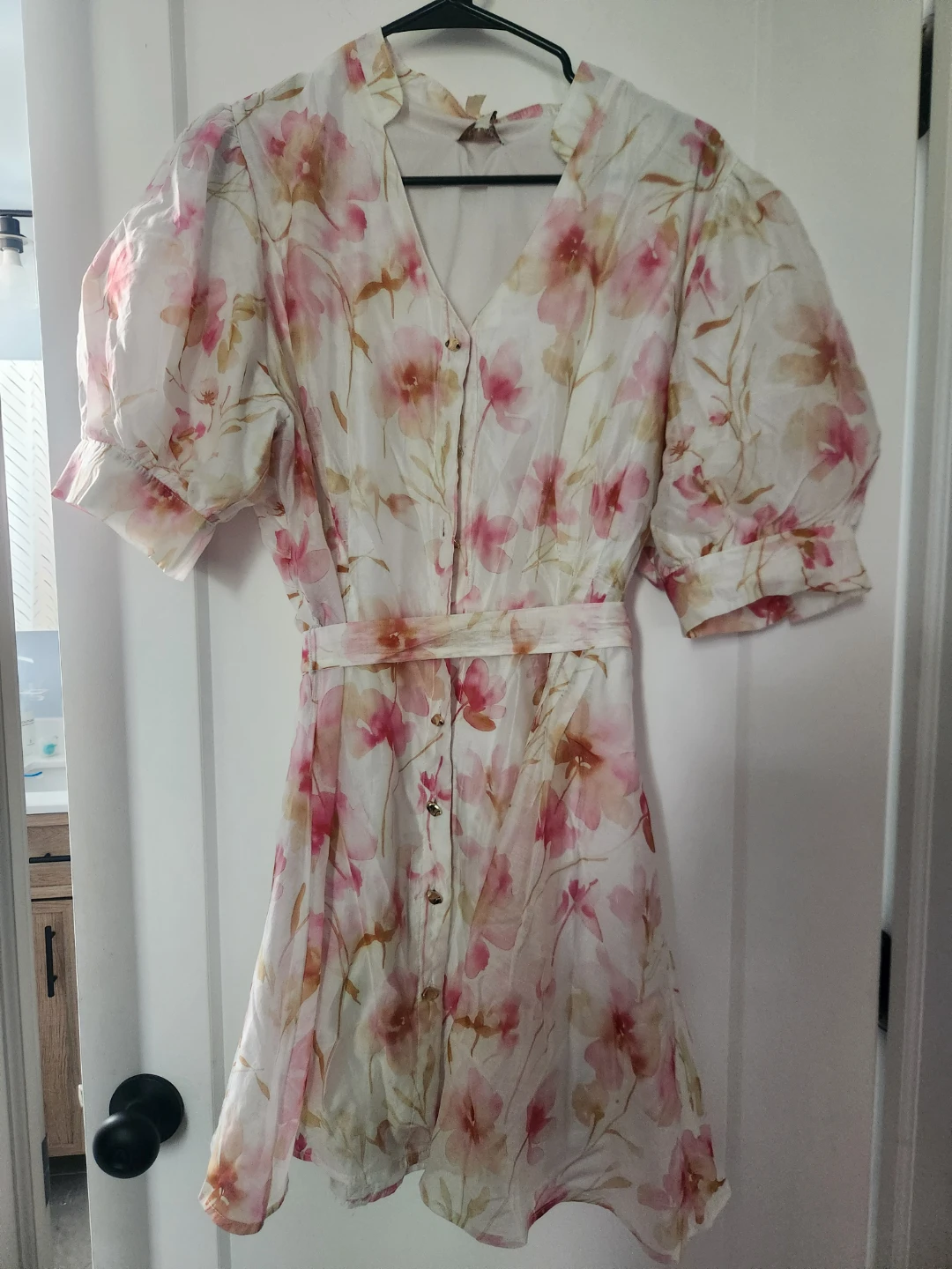Lucy & Coco Floral Puff Sleeve Mini Dress Size L ⚽