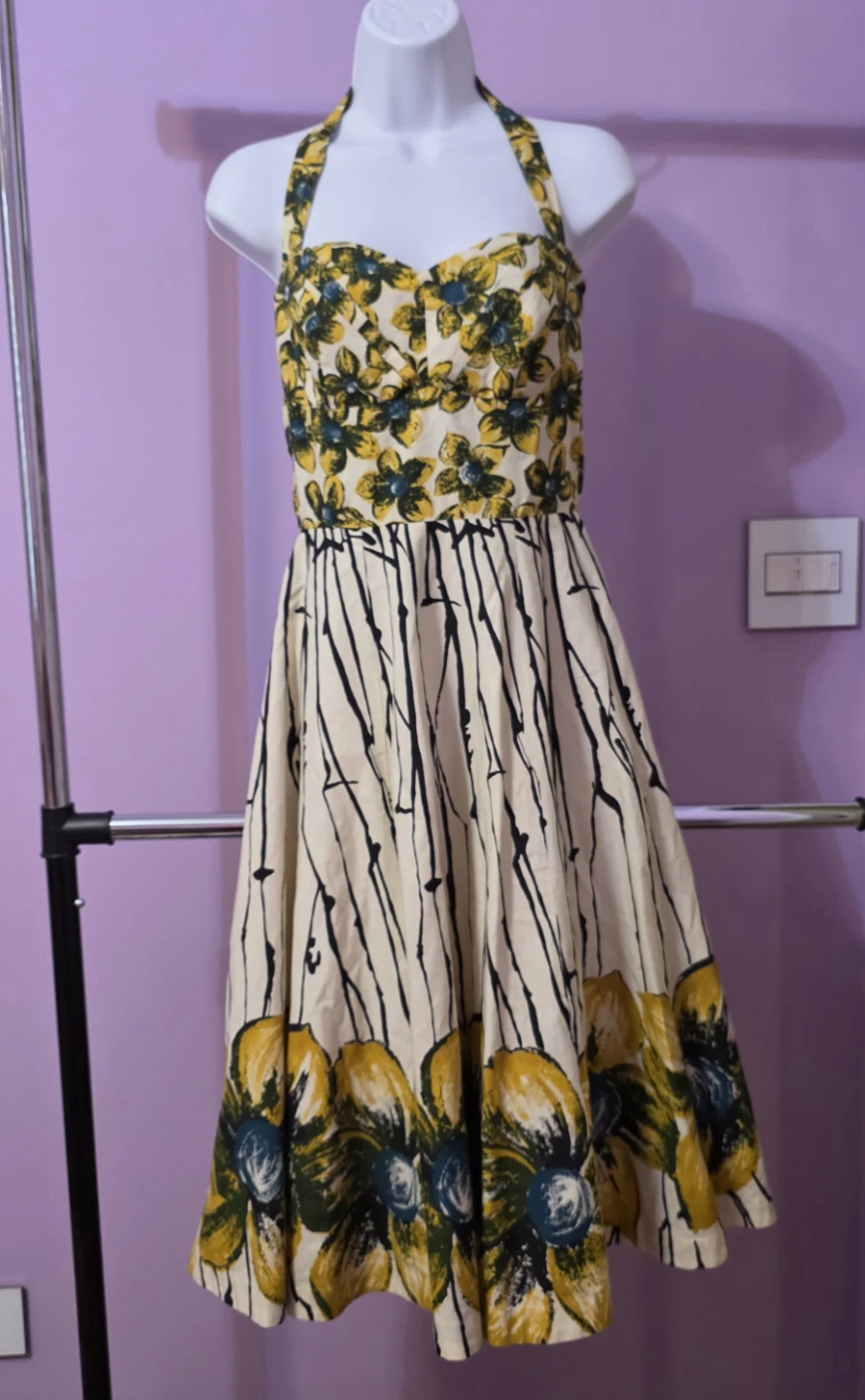 Anthropology Girls from Savoy Floral Halter Dress Size 2