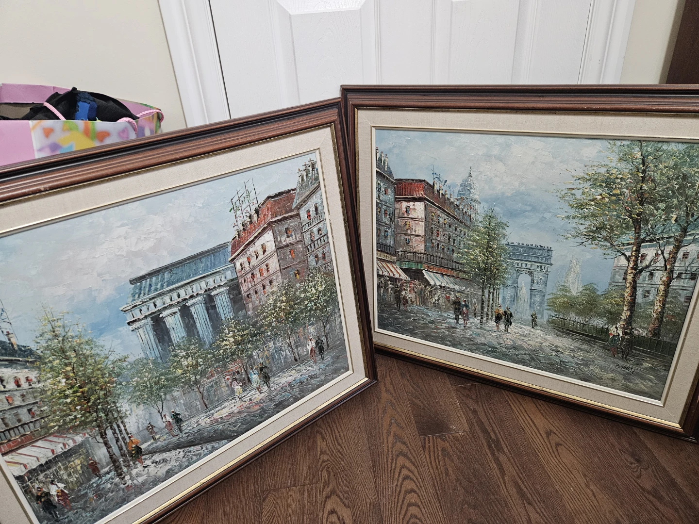 Framed Paris Scene Oil Paintings (Set of 2)