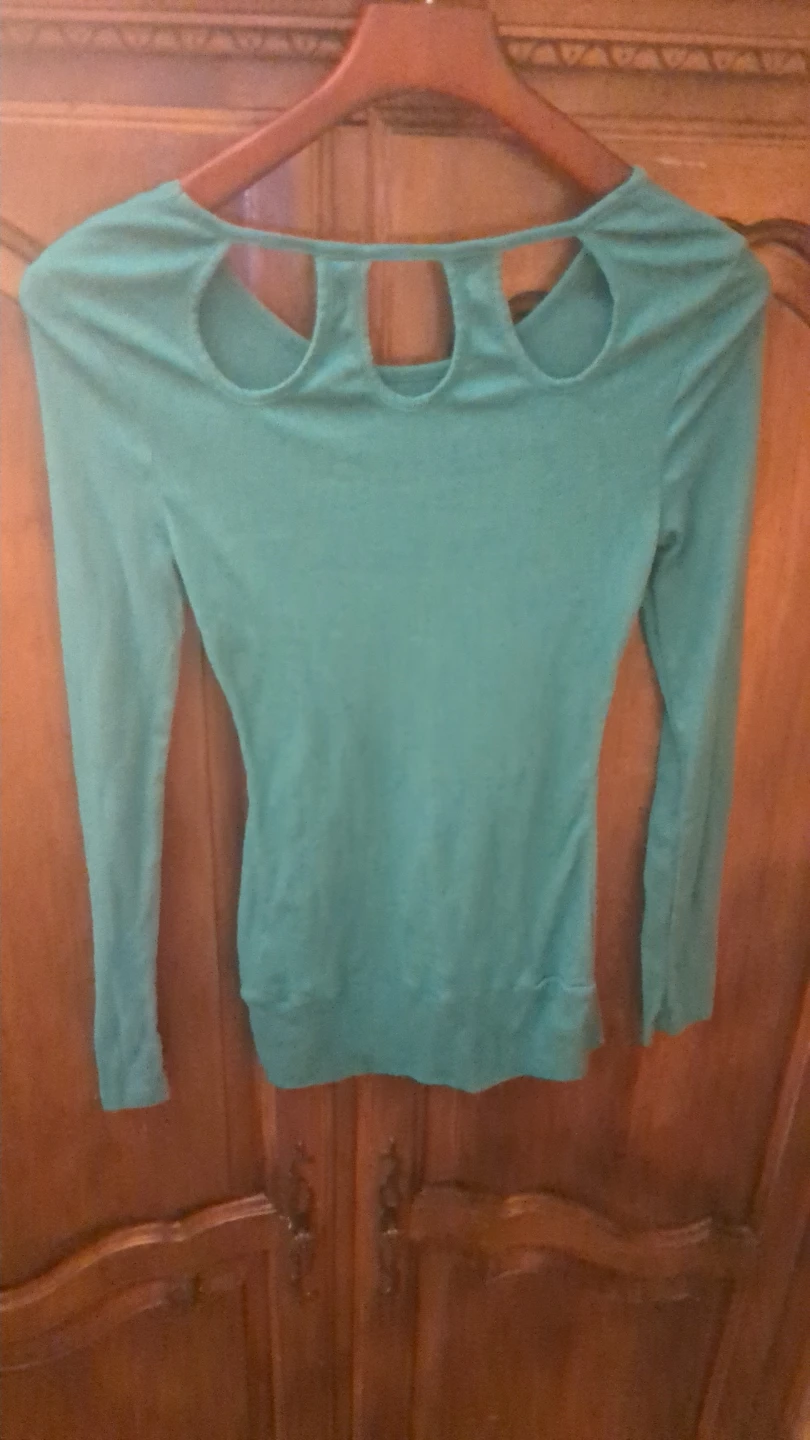 ICON APPAREL Teal Cutout Back Long Sleeve Top Size L - photo 2