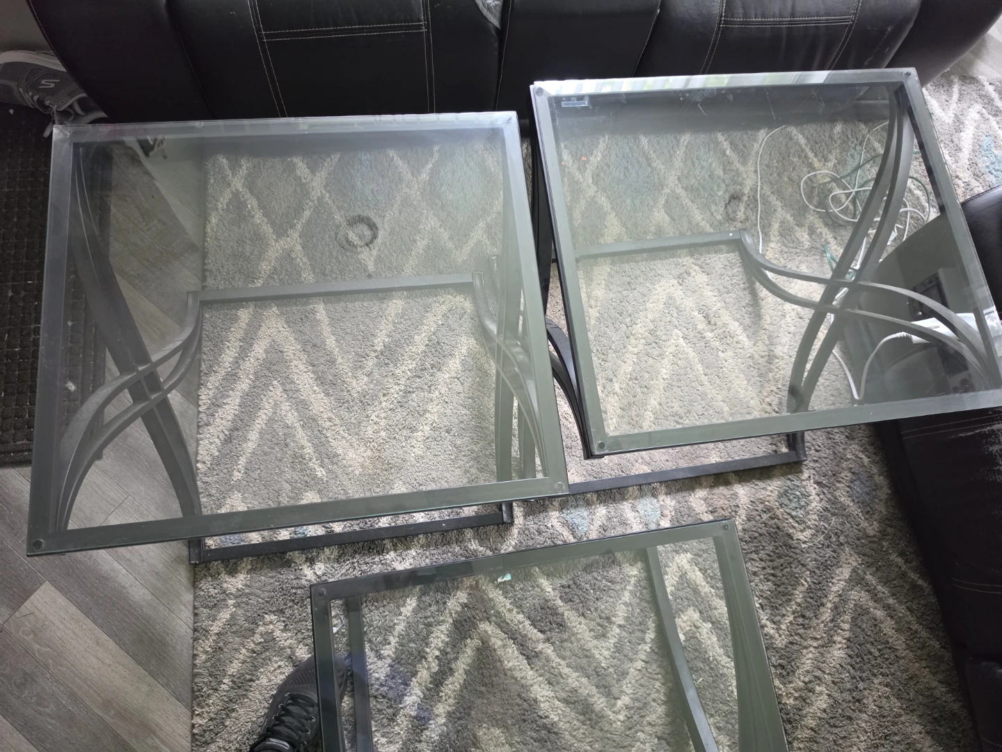 Set of 3 Glass Top Coffee and End Tables - photo 3
